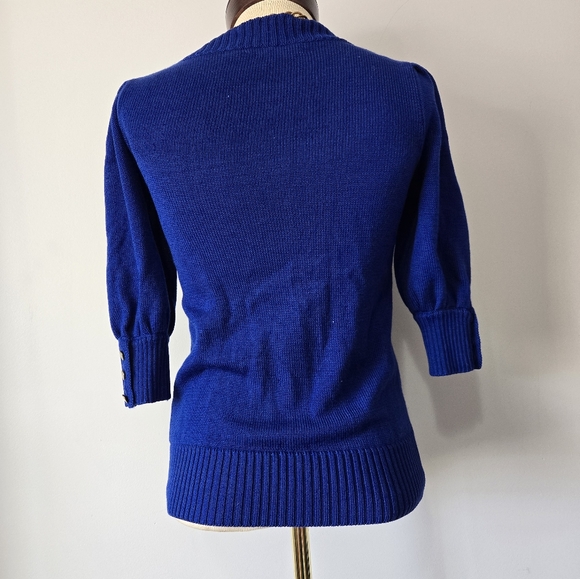 CLUB MONACO 100% Merino Wool Electric Blue Short Sleeve Sweater. Size XS - Picture 8 of 13